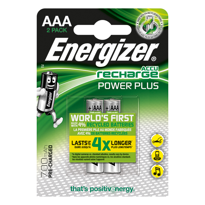 Energizer NiMH Akkumulatoren Power Plus Micro AAA HR03 1,2 V (2er-Pack) 700 mAh #E300626504#