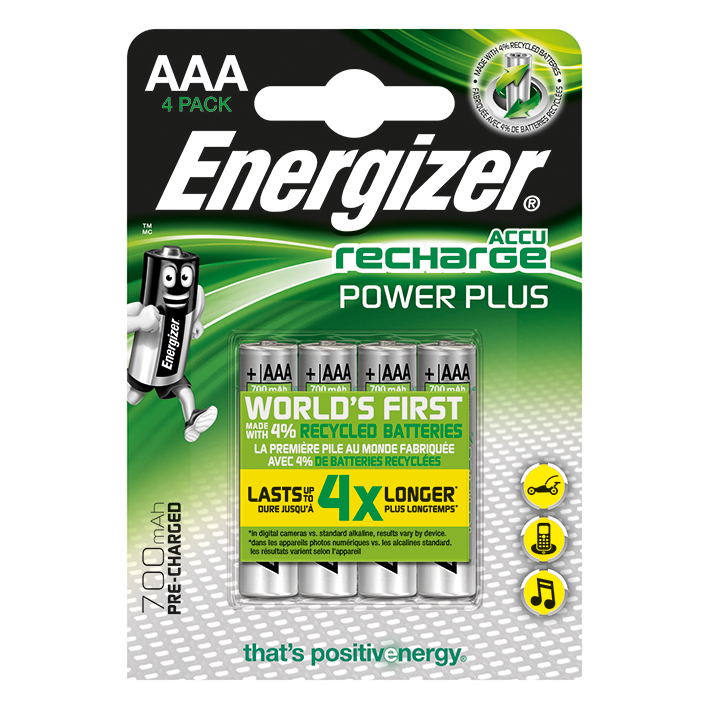 Energizer NiMH Akkumulatoren Power Plus Micro AAA HR03 1,2 V (4er-Pack) 700 mAh #E300626604#