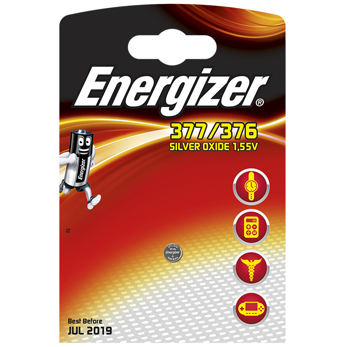 [U10559] Energizer Uhren-Batterie 377/376 Typ SR66/SR626W, 1,55 V