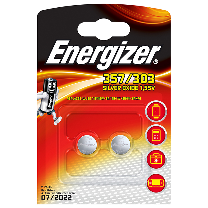 [U10572] Energizer Spezialbatterien Typ 357/303, 1,55 V Batterien (2er-Pack) #E301319101#