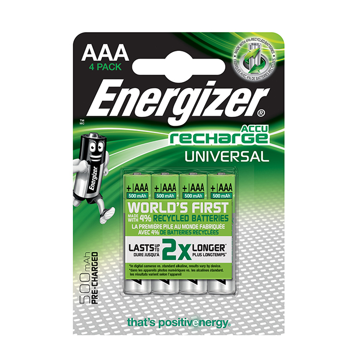 [U10574] Energizer NiMH Akkumulatoren Universal Micro AAA HR03 1,2 V (4er-Pack) 500 mAh #E301375704#