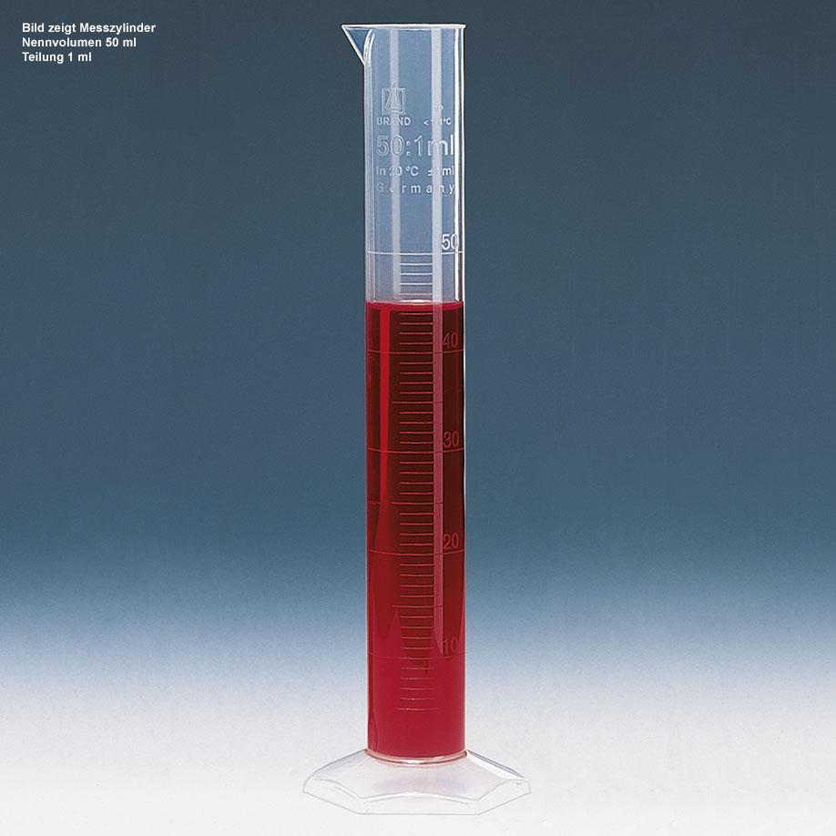 Messzylinder, hohe Form, PP, 25 ml : 0,5 ml, erhabene Graduierung – 10 Stück