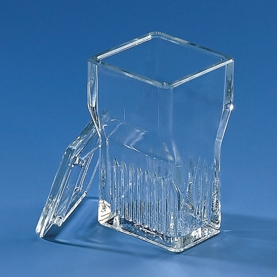 Färbetrog, Natron-Kalk-Glas, Typ Hellendahl, mit Erweiterung – 10 Stück