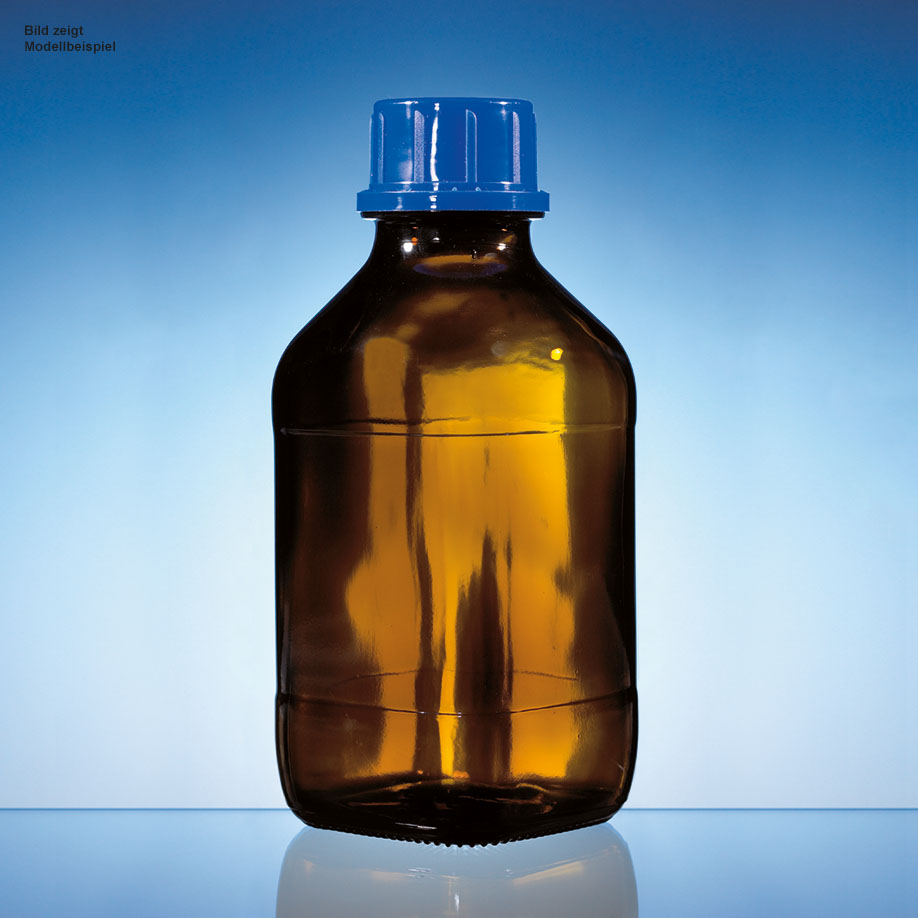 [U11491] Gewindeflasche, Braunglas, 500 ml, mit Schraubkappe, PP, GL 32 mit Ethylen-Acrylat-Beschichtung