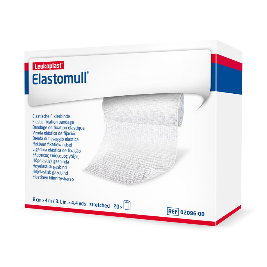 Elastomull Fixierbinde 4 m x 8 cm, weiß, einzeln verpackt – 20 Binden