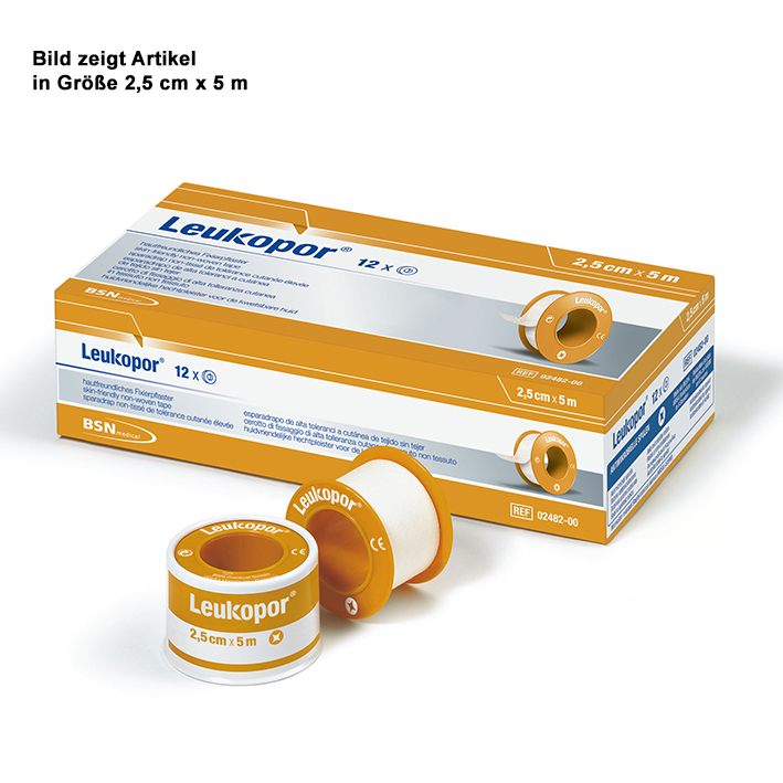 Leukopor Rollenpflaster im Schutzring, 5,0 m x 2,50 cm – 12 Rollen
