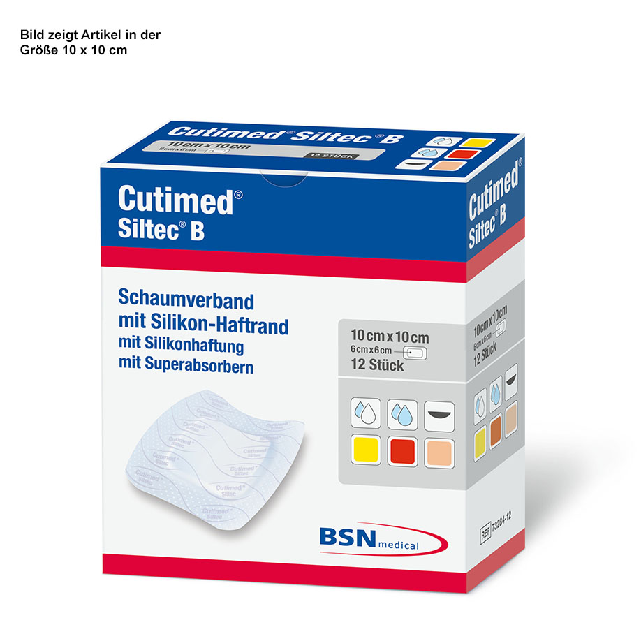 Cutimed Siltec B Schaumverband 10 x 10 cm, steril (12 Stck.)