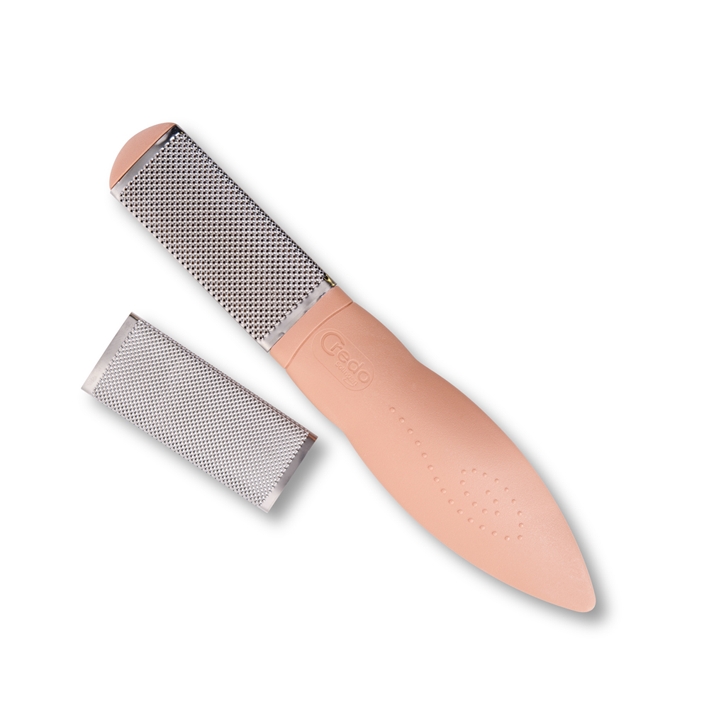 [U12703] Credo Hornhaut Flachraspel, Reibfläche rostfrei, apricot - Blisterverpackung