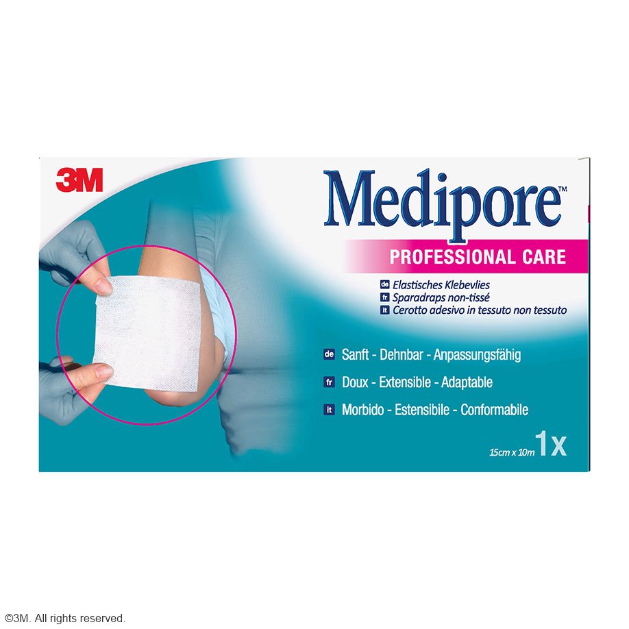 3M Medipore auf Liner, 15 cm x 10 m Fixationsvlies (Einzelpackung)