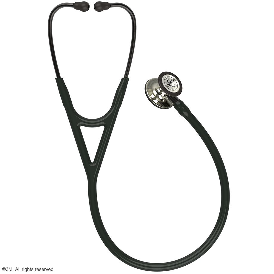 Littmann Cardiology IV Diagnostic Stethoskop champagnerfarbenes Bruststück Schlauch schwarz, Schlauchanschluss und Ohrbügel rauchfarben