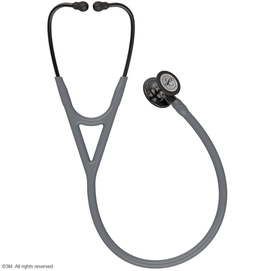 Littmann Cardiology IV Diagnostic Stethoskop High Polish Smoke Edition, Schlauch grau, Schlauchanschluss und Ohrbügel rauchfarben
