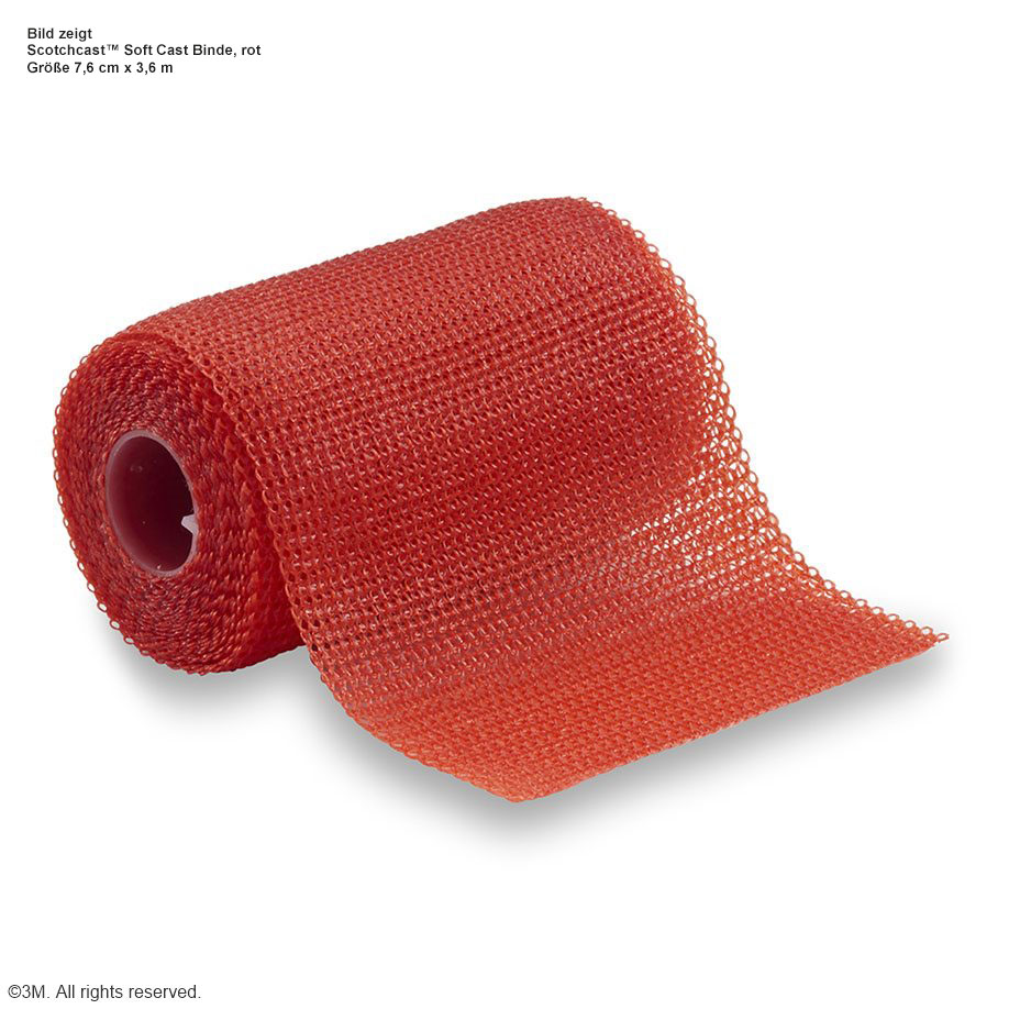 3M Scotchcast Soft Cast Stützverband, rot, 7,6 cm x 3,6 m (10 Stck.)