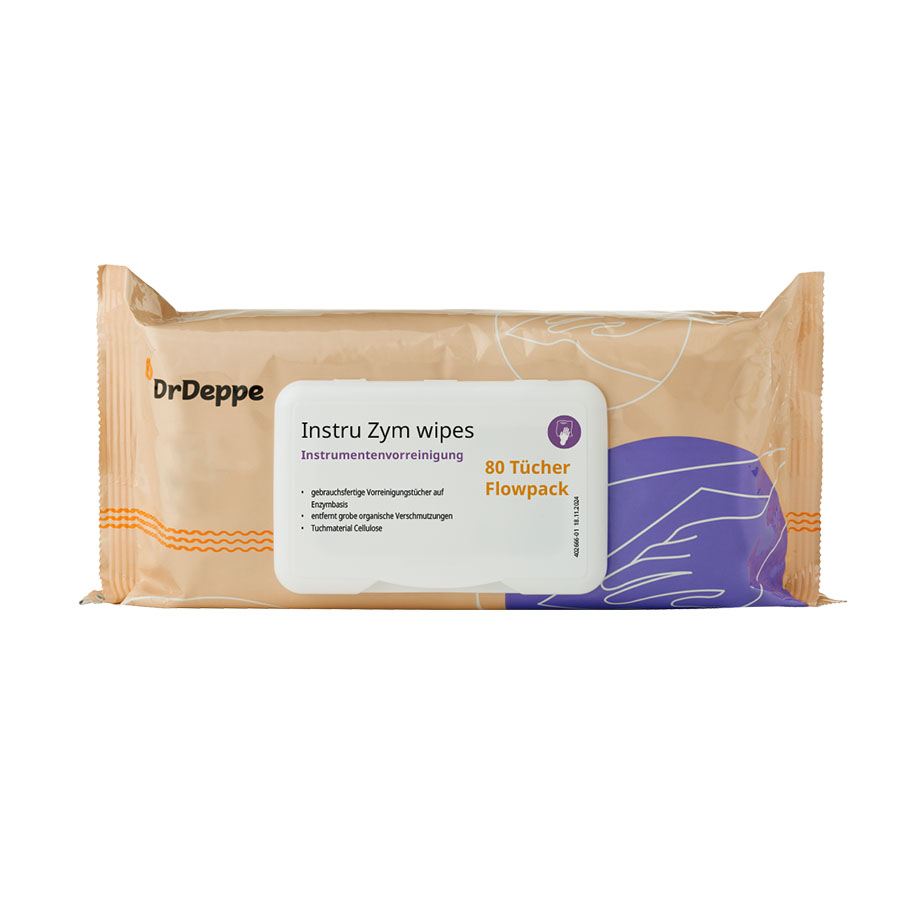 Instru Zym Wipes (80 Tücher), Flow- pack, Instrumentenvorreinigungstücher * nur für den professionellen Gebrauch *