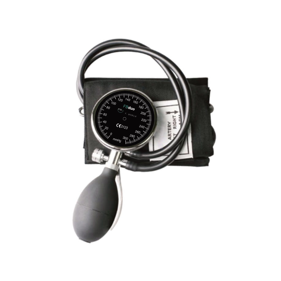 [U13940] FBduo mechanisches Oberarm-Blutdruckmessgerät mit Nylonmanschette, 2-Schlauch, schwarz