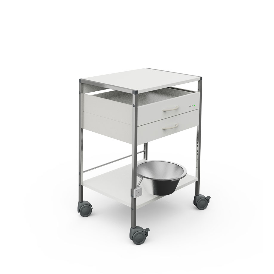 [U14051] Variocar 60 Funktionswagen GY 1, 833 mm hoch, mit 2 Schubladen, weiß