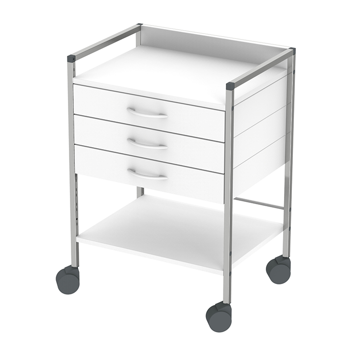 [U14069] Variocar 60 Basiswagen, 833 mm hoch, mit 3 Schubladen, weiß