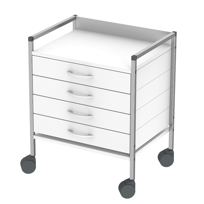 [U14070] Variocar 60 Basiswagen, 833 mm hoch, mit 4 Schubladen, weiß