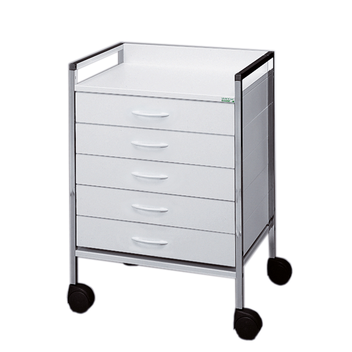 [U14071] Variocar 60 Basiswagen, 833 mm hoch, mit 5 Schubladen, weiß