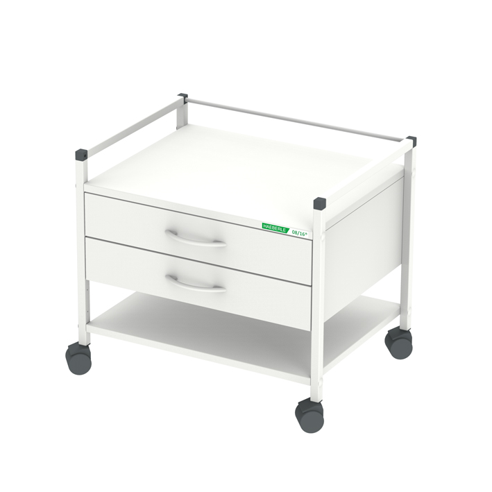 [U14099] Unterfahrwagen 08/16, 518 mm hoch, mit 2 Schubladen, weiß