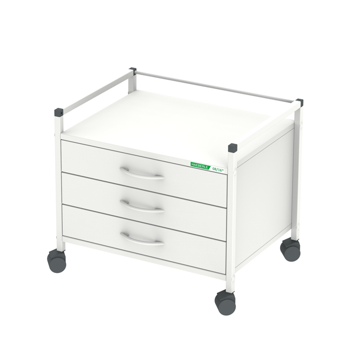 [U14100] Unterfahrwagen 08/16, 518 mm hoch, mit 3 Schubladen, weiß