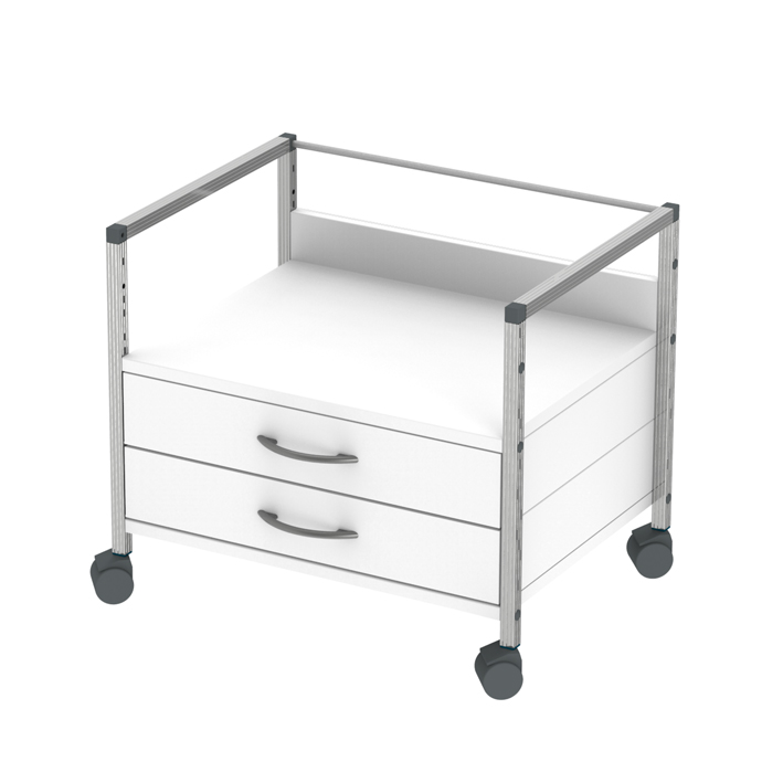 [U14128] Variocar Viva 60 Unterfahrwagen 518 mm hoch, mit 2 Schubladen, weiß