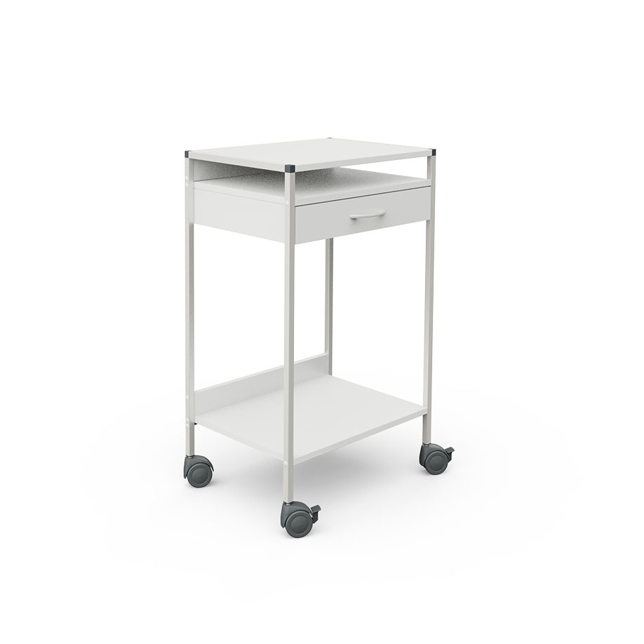 Steharbeitsplatz/Laptop-Wagen 08/16 Wagen 60, weiß