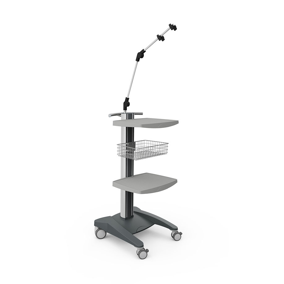 fuego Ergometriewagen 1, grau, 1 ABS-Ablageplatte, 1 Ablagekorb, Kabel- und Schlauchhalter