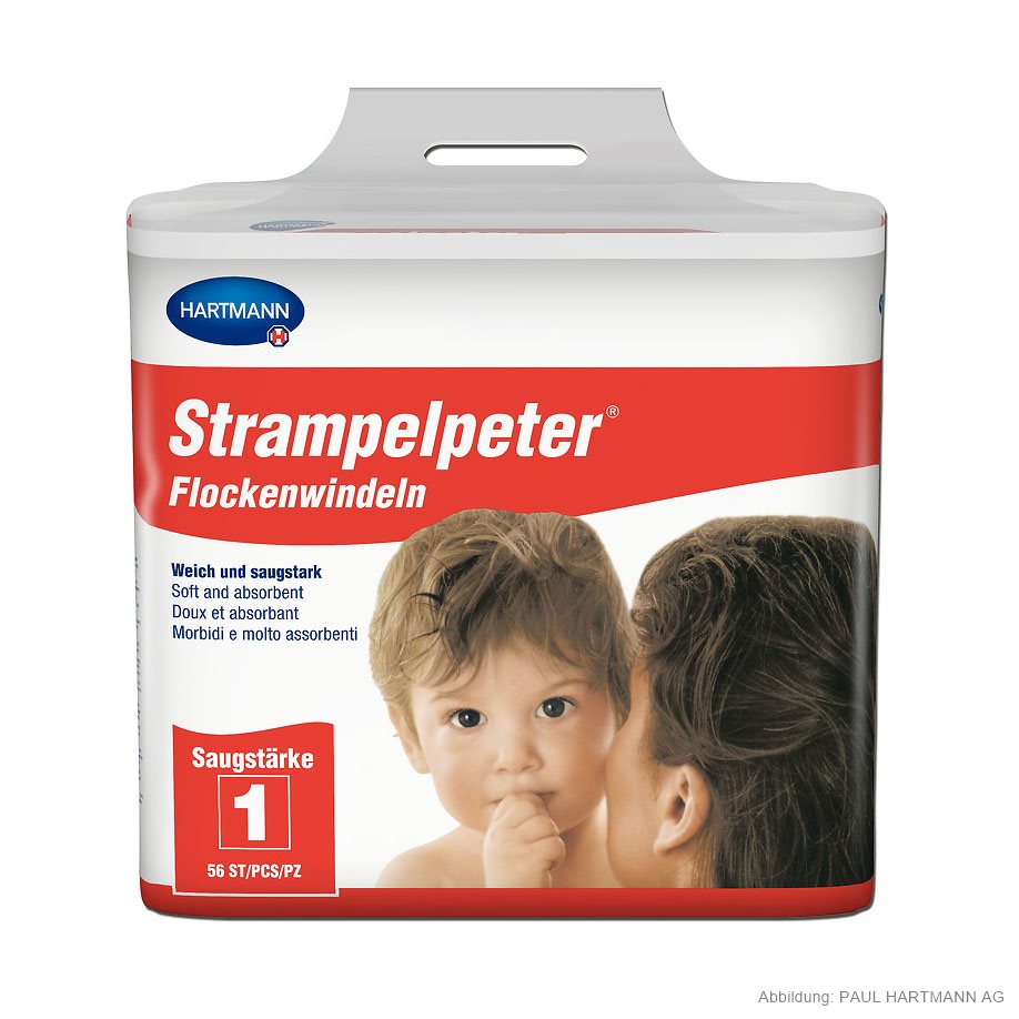 [U14184] Strampelpeter Flockenwindeln Saugstärke 1 (56 Stck.)