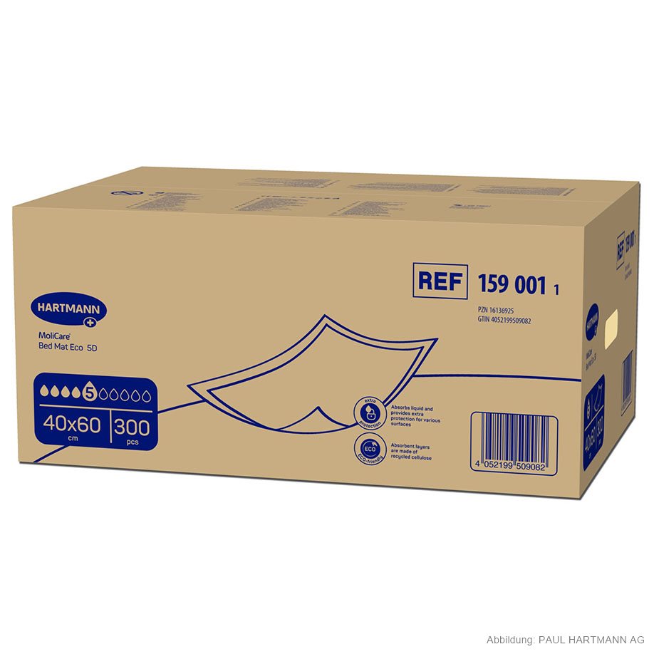 [U14188] MoliCare Bed Mat Eco 5 Tropfen Krankenunterlagen 40 x 60 cm (300 Stck.) 6 Lagen