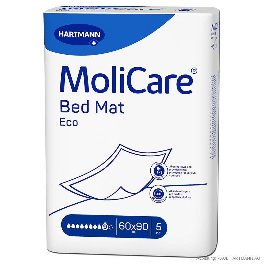 MoliCare Bed Mat Eco 9 Tropfen Krankenunterlagen 60 x 90 cm (5 Stck.) 20 Lagen