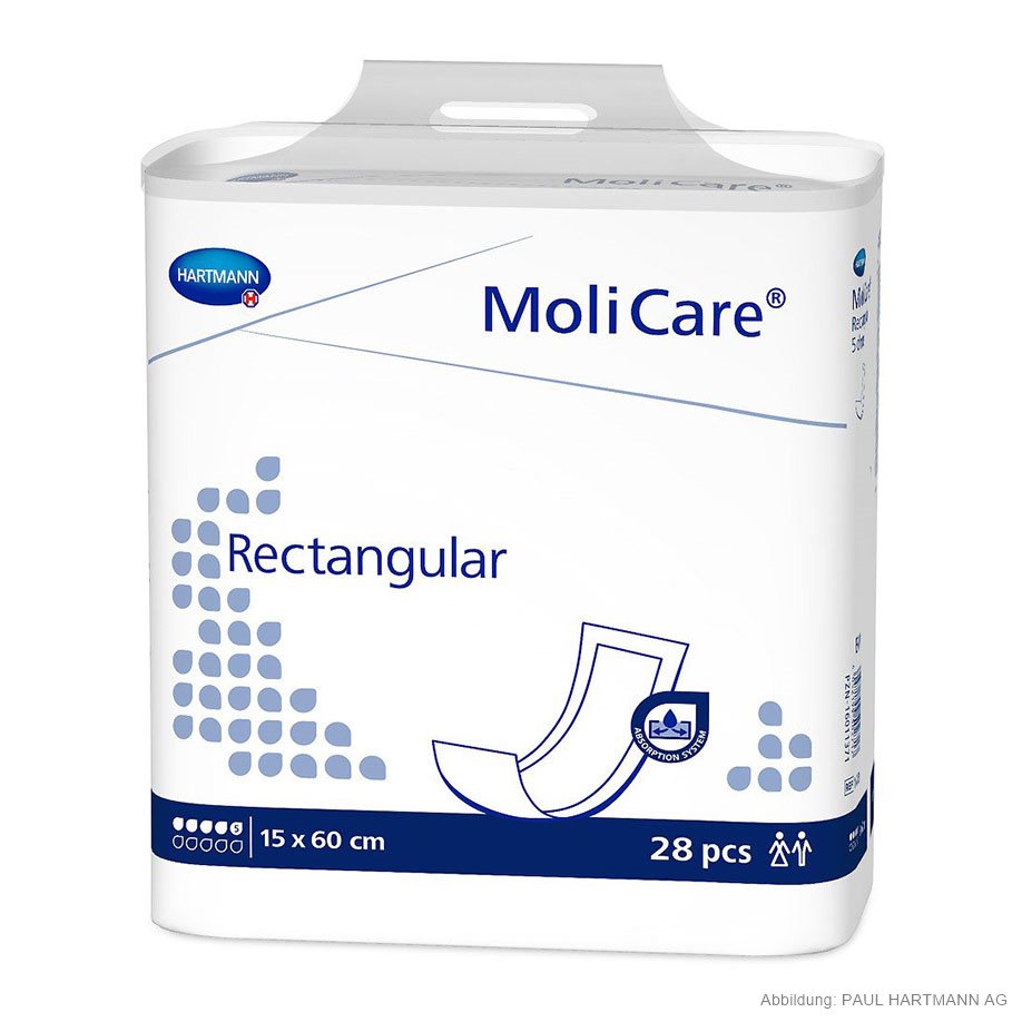 [U14195] MoliCare Rectangular 5 Tropfen 15 x 60 cm, Maxi-Vorlagen (28 Stck.)