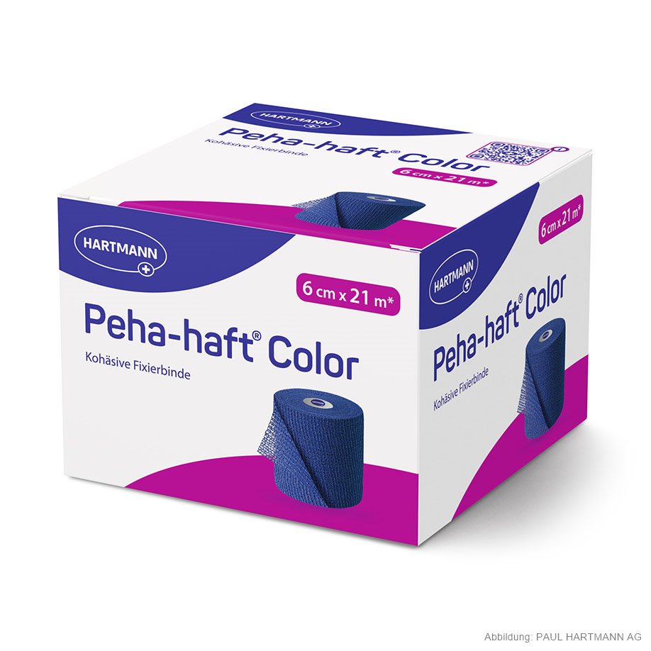 [U14316] Peha-haft Color blau Fixierbinde 21 m x 6 cm einzeln verpackt