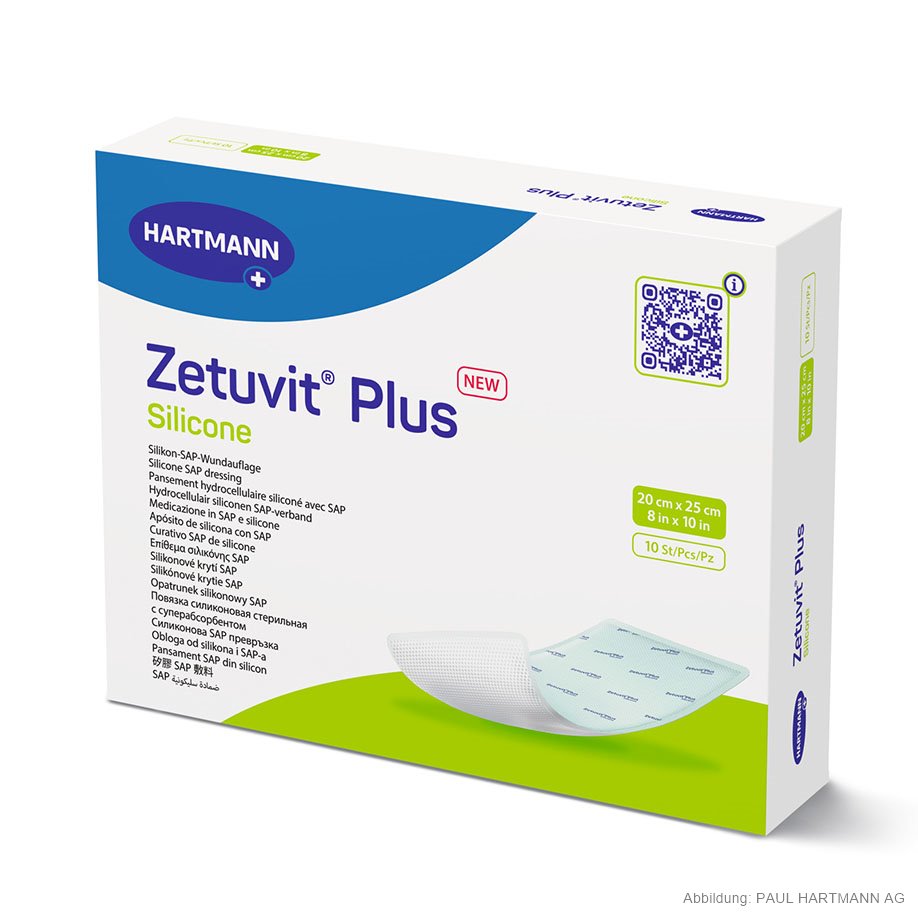 [U14424] Zetuvit Plus Silicone Saugkompressen steril 20 x 25 cm (10 Stck.)