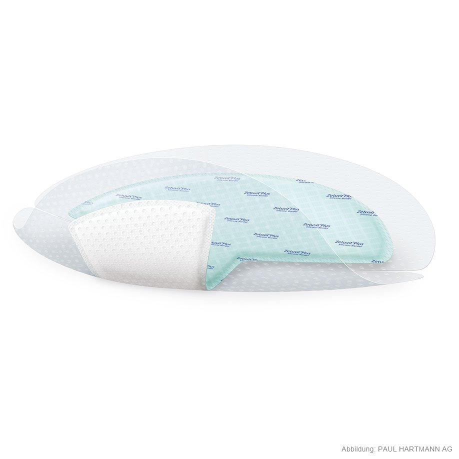 Zetuvit Plus Silicone Border Heel Saugkompressen 12 x 23 cm (10 Stck.) steril