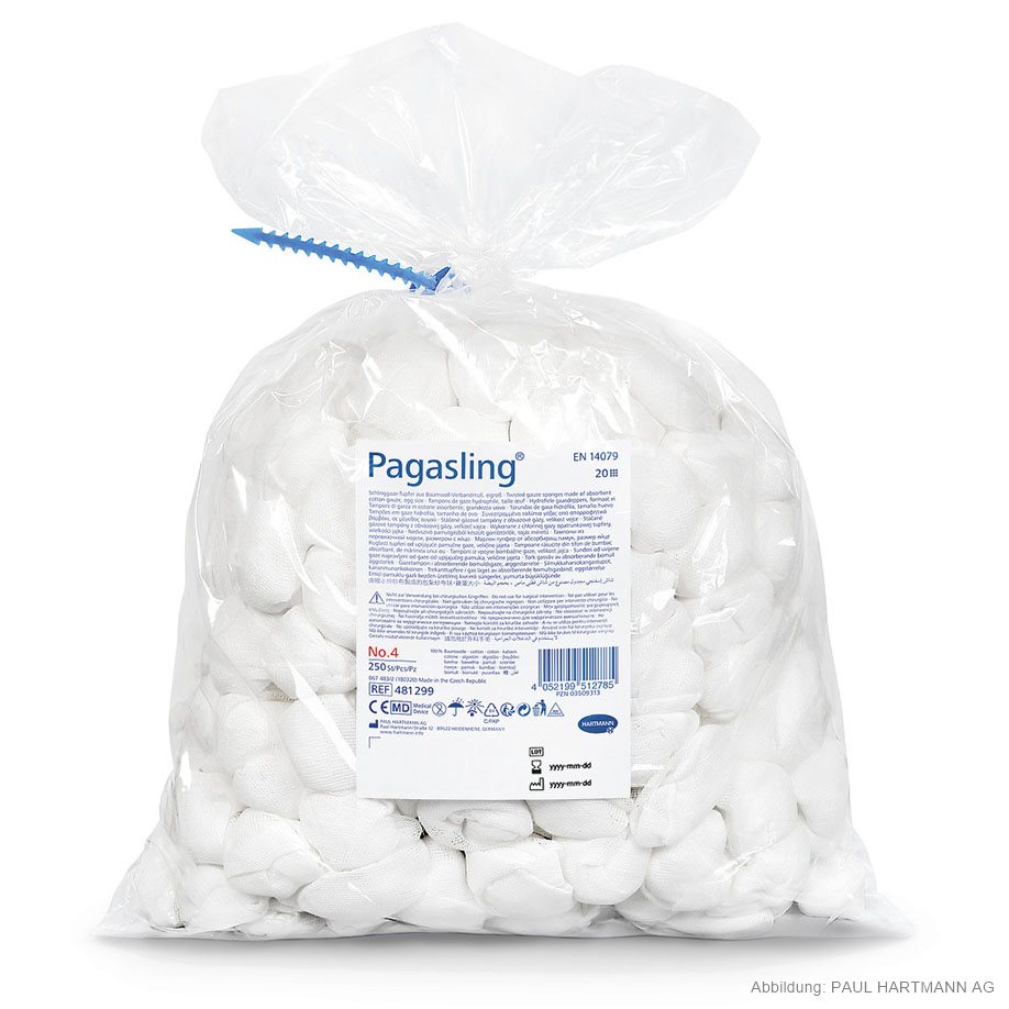 [U14512] Pagasling Schlinggazetupfer unsteril Gr. 4, eigroß (4 x 250 Stck.)