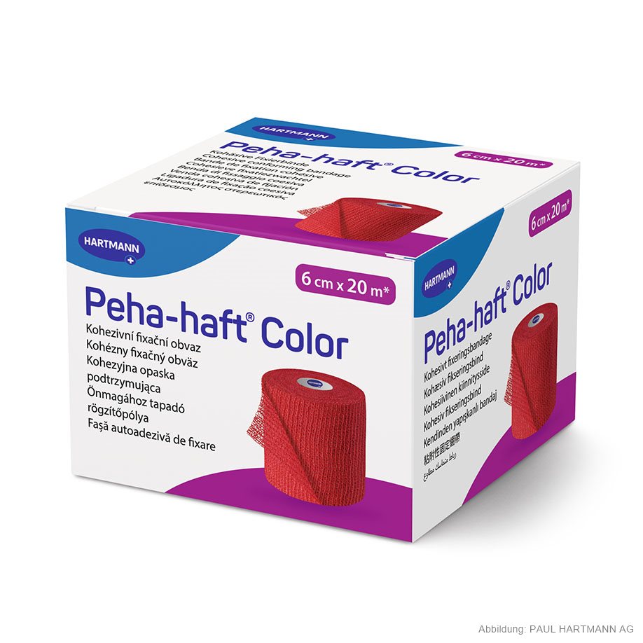 [U14798] Peha-haft Color rot Fixierbinde 20 m x 6 cm einzeln verpackt