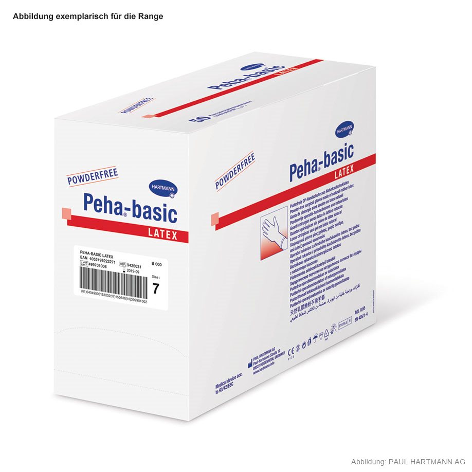[U14893] Peha-basic Latex OP-Handschuhe puderfrei, steril, Gr. 8,5 (50 Paar)