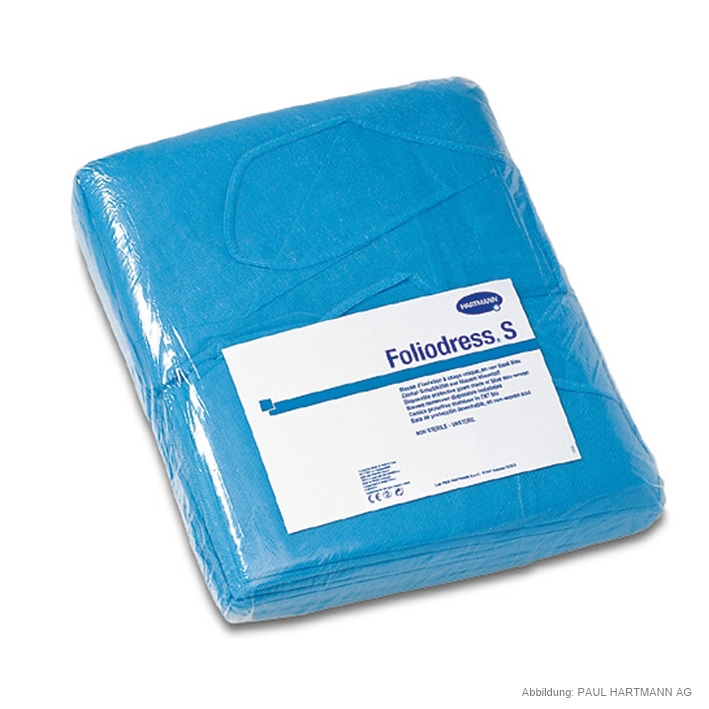 [U15006] Foliodress S Besuchermantel steril blau, 112 cm lang – 48 Stück