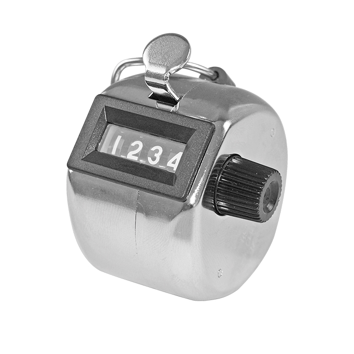 [U15097] Handzähler, 4-stellig, mit Taster zum mechanischen Zählen von 0-9999