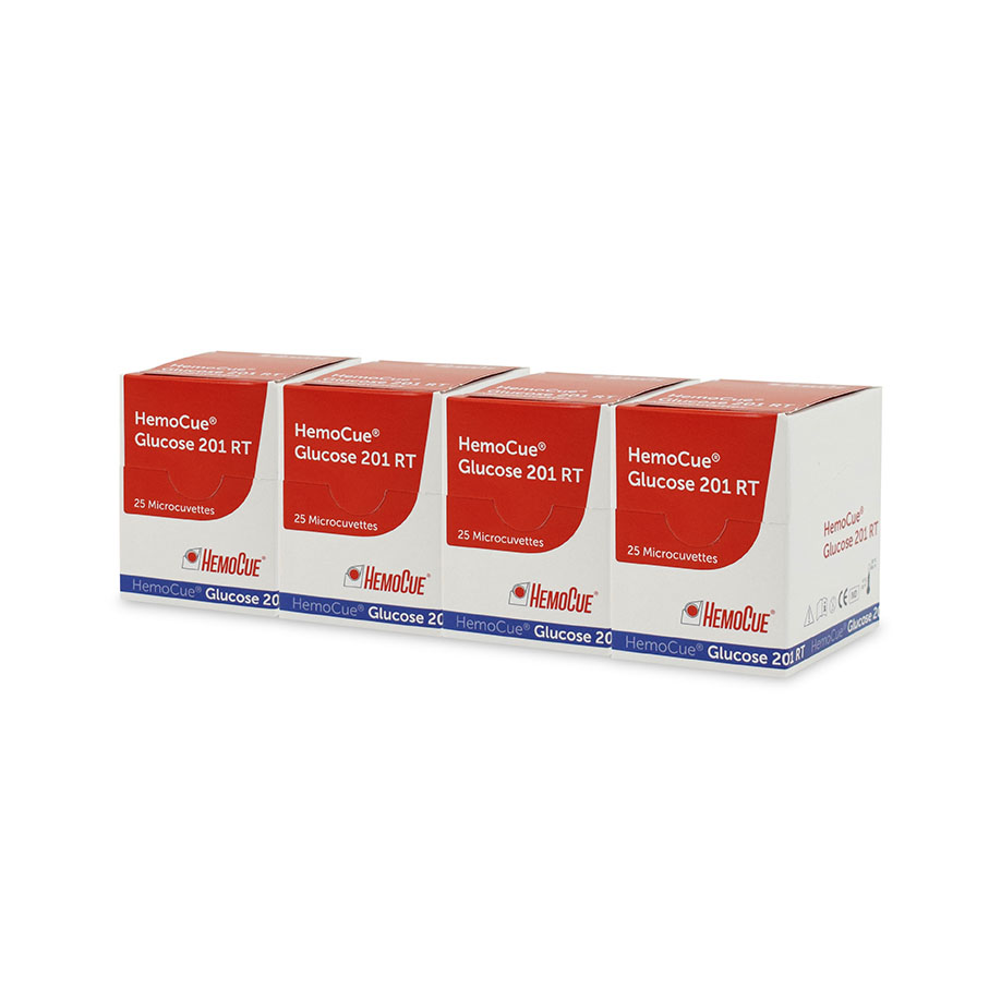 [U15448] HemoCue Glucose 201 RT Microküvetten (4 x 25 Stck.) einzeln verpackt