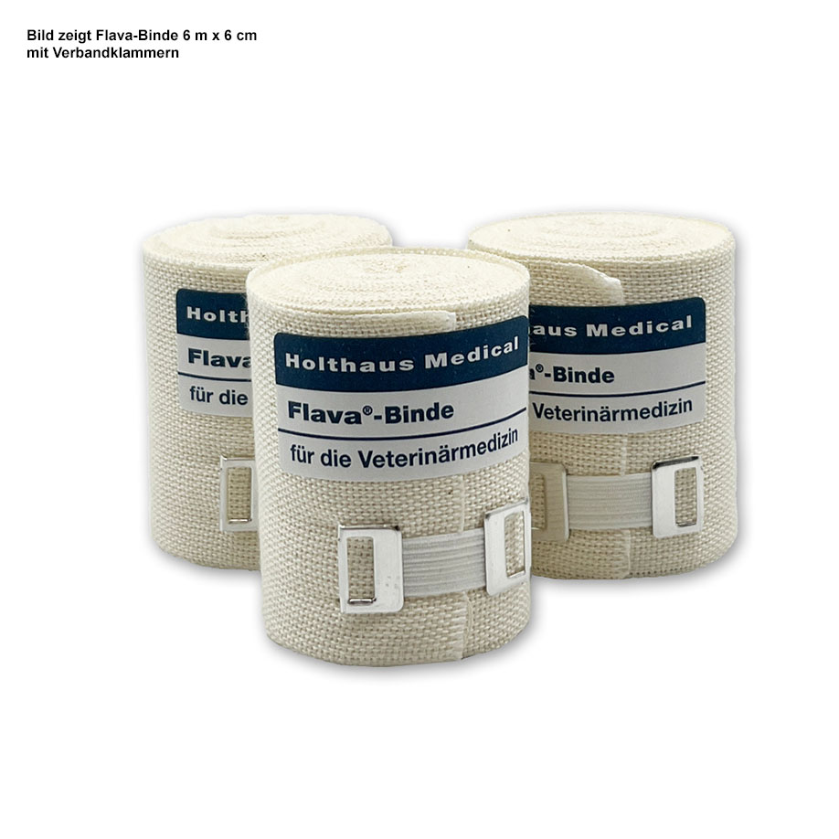 Flava-Binde 6 m x 6 cm mit Verbandklammern – 75 Stück