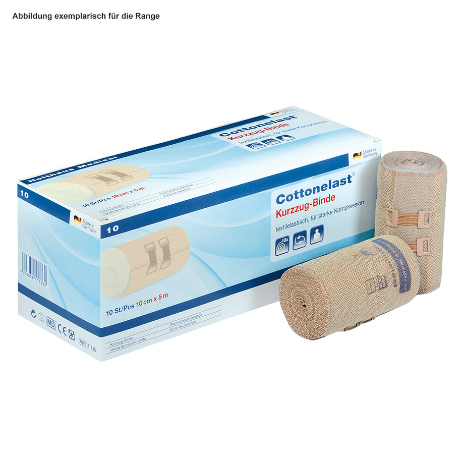 Cottonelast Kurzzugbinde 5 m x 8 cm hautfarben, mit Verbandklammern