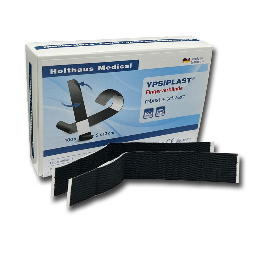 [U15545] YPSIPLAST Fingerverbände 2 x 12 cm robust, schwarz (100 Stck.)