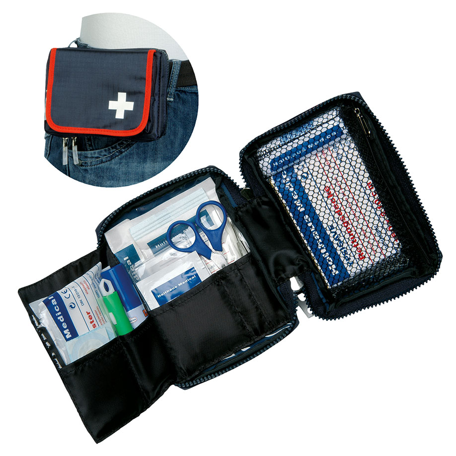 [U15568] TRAVEL Erste-Hilfe-Verbandtasche blau/rot, 17 x 12 x 6 cm