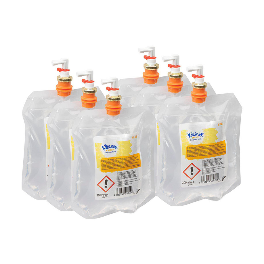 [U15808] Kleenex Duft-Lufterfrischer Energy Nachfüllpackung, transparent (6 x 300 mll)