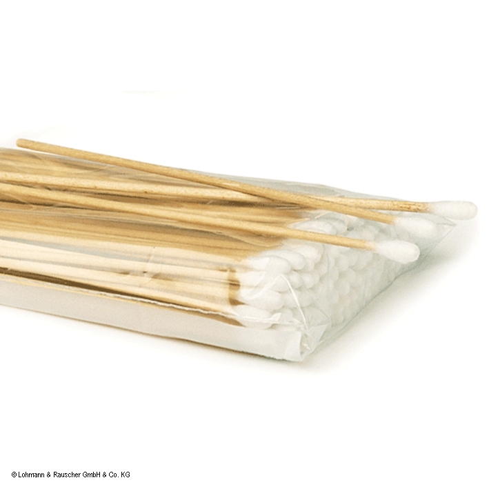 Raucotupf Stieltupfer 15 cm mit Holzstiel, kleiner Wattekopf (100 Stck.)