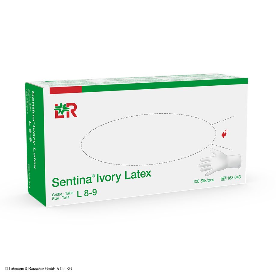 [U16366] Sentina Ivory U-Handschuhe PF Latex, unsteril Gr. L (100 Stck.)