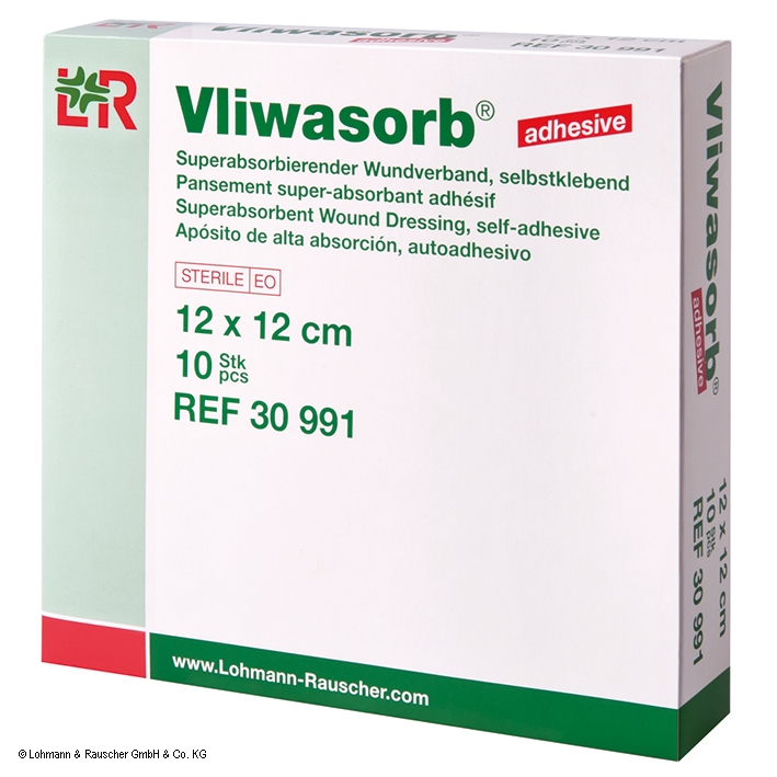 Vliwasorb adhesive Wundverband steril, selbstklebend, 12 x 12 cm (10 Stck.)
