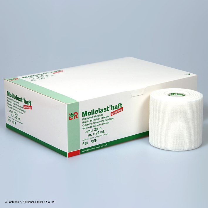Mollelast haft latexfrei Fixierbinden weiß, 20 m x 10 cm (6Stck.)