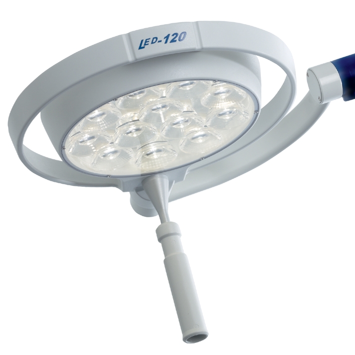 [U17028] Mach LED 120 F (fokussierbar) Untersuchungsleuchte Stativmodell,  auf SWING-Stativ mit Vierfuß, inkl. Netzteil im Handgriff